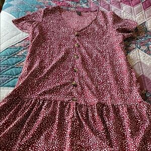 Red and White Button-Down Dress